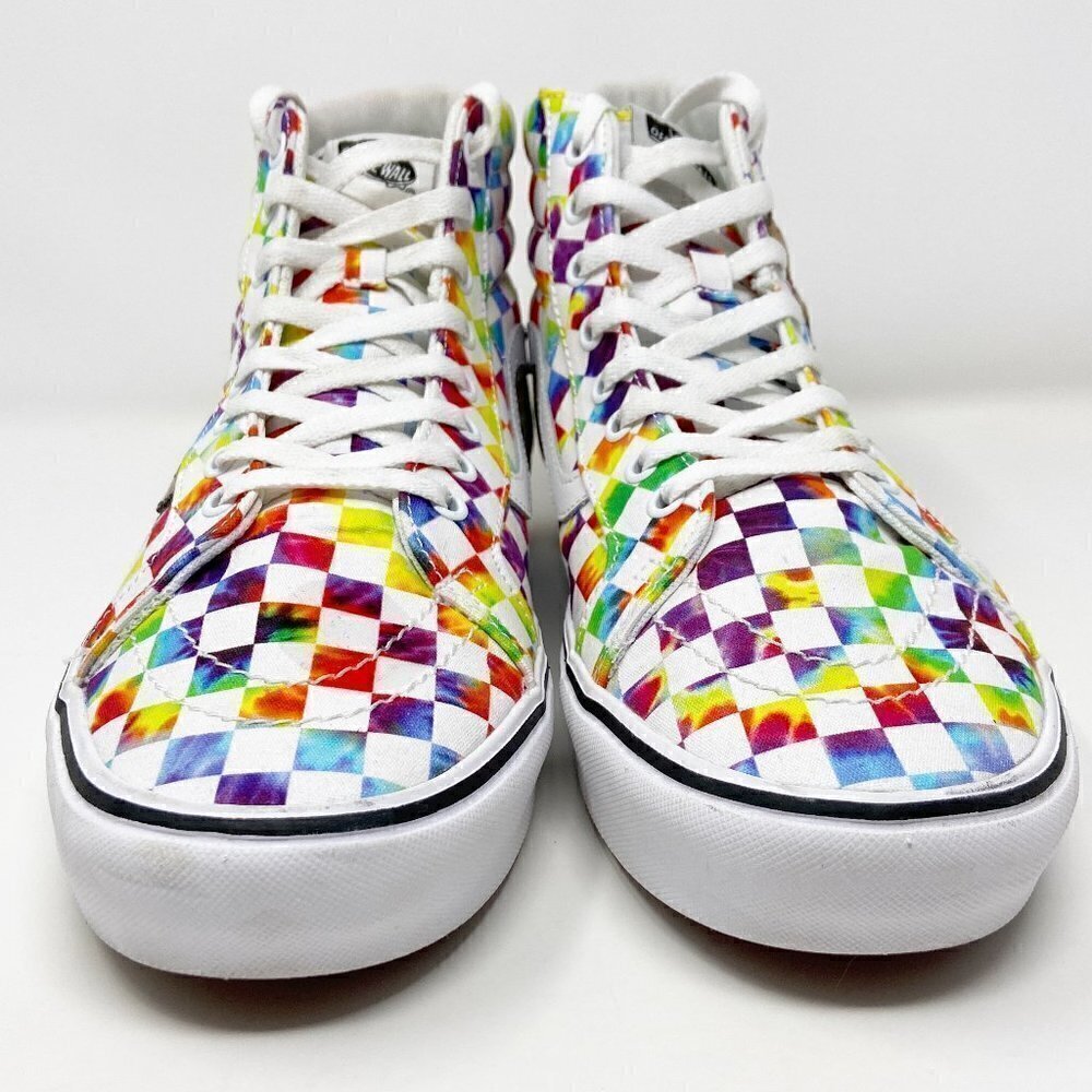 VANS | Customized Unique Tie Dye Checkerboard SK8-HI High Tops 12 Mens - Picture 6 of 15